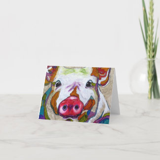 Smiling piggy blank greeting card