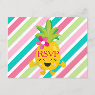Smiling Pineapple RSVP Invitation Postcard