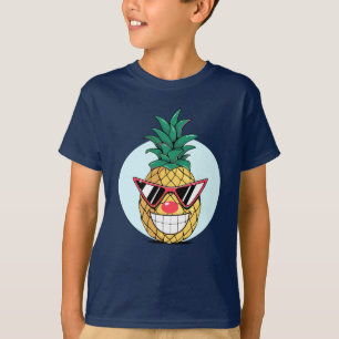 Smiling pineapple wearing sunglasses & clown nose T-Shirt