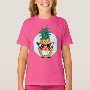 Smiling pineapple wearing sunglasses & clown nose T-Shirt