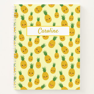 Smiling Pineapples Pattern Spiral Notebook