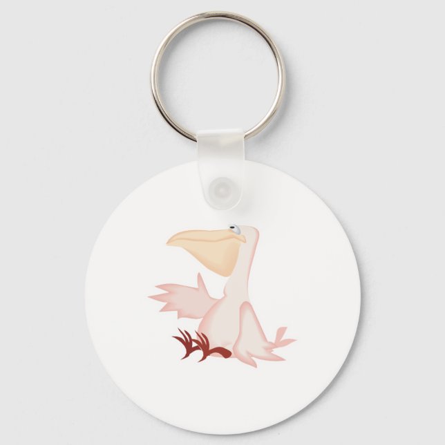 smiling pink pelican key ring (Front)