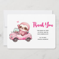 Smiling Pink Sloth Driving a Convertible