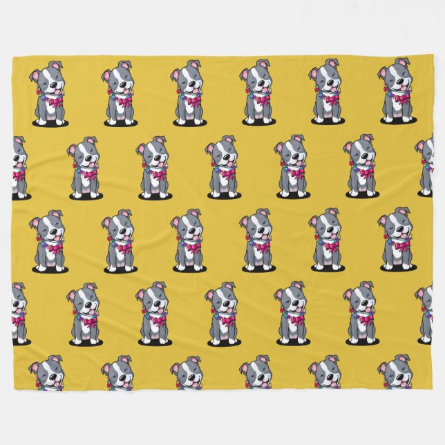 Smiling Pit Bull  Fleece Blanket (Front (Horizontal))