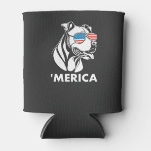 Smiling Pitbull Sun Glasses 4th Of July Merica Can Cooler
