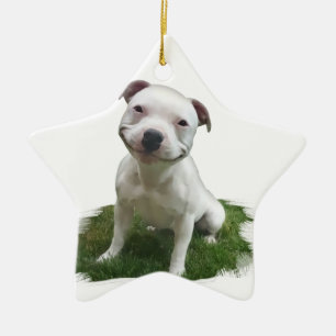 Smiling Pittie Ceramic Tree Decoration