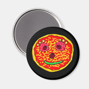Smiling Pizza Face Illustration Design Magnet