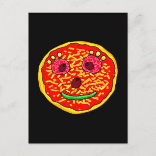 Smiling Pizza Face Illustration Design Postcard