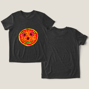 Smiling Pizza Face Illustration Design Tri-Blend Shirt