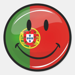 Smiling Portuguese Flag Classic Round Sticker