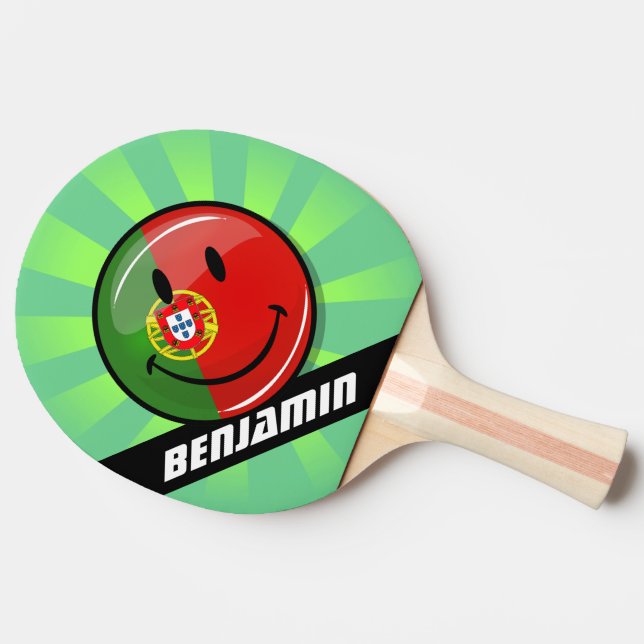 Smiling Portuguese Flag Ping Pong Paddle (Side)
