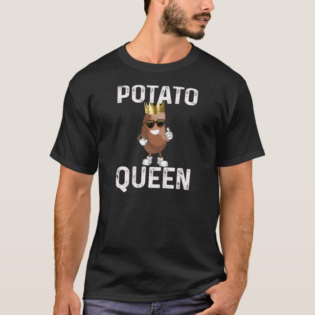 Smiling Potato In Sunglusses Cute Potato Queen Coo T-Shirt (Front)