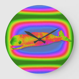 smiling psychedelic whale clock
