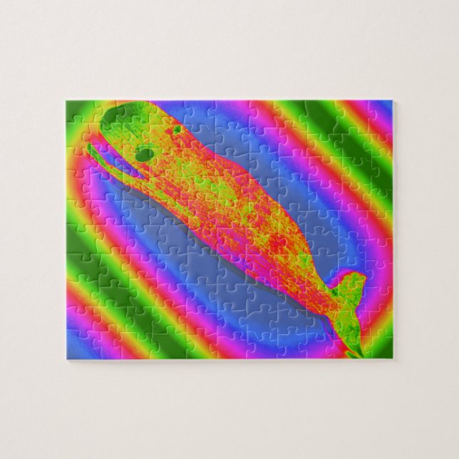 smiling psychedelic whale jigsaw puzzle (Horizontal)