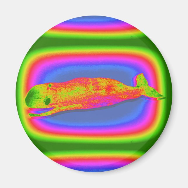 smiling psychedelic whale magnet (Front)