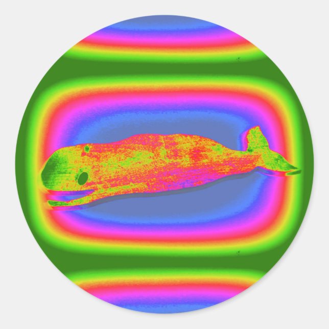 smiling psychedelic whale sticker (Front)