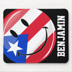 Smiling Puerto Rican Flag Mouse Mat