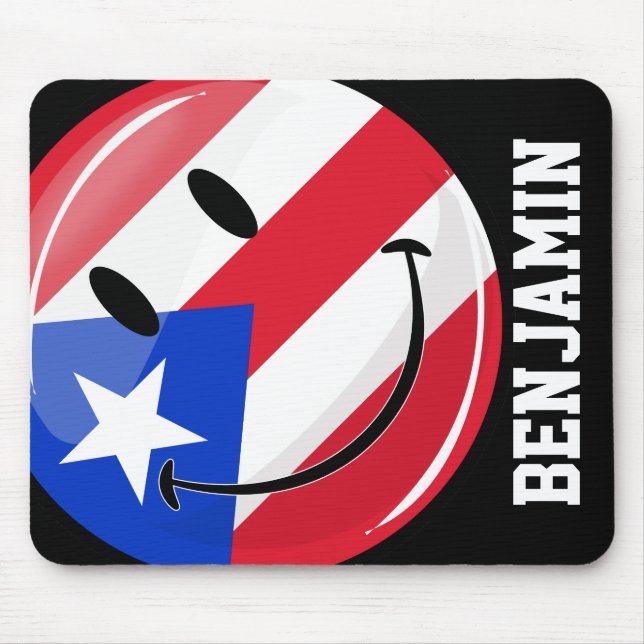 Smiling Puerto Rican Flag Mouse Mat (Front)