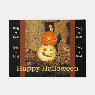 Smiling Pumpkin Buddies Halloween Doormat
