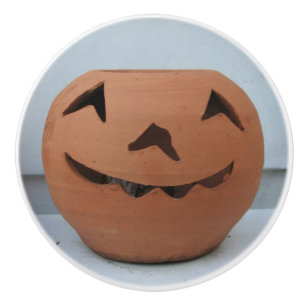 Smiling Pumpkin Ceramic Knob