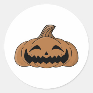 Smiling Pumpkin Classic Round Sticker
