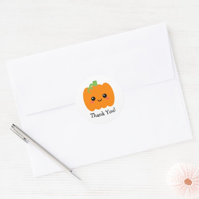 Smiling Pumpkin Cute Thank You Stickers (Envelope)
