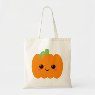 Smiling Pumpkin Face Graphic Tote Bag, Fall Season
