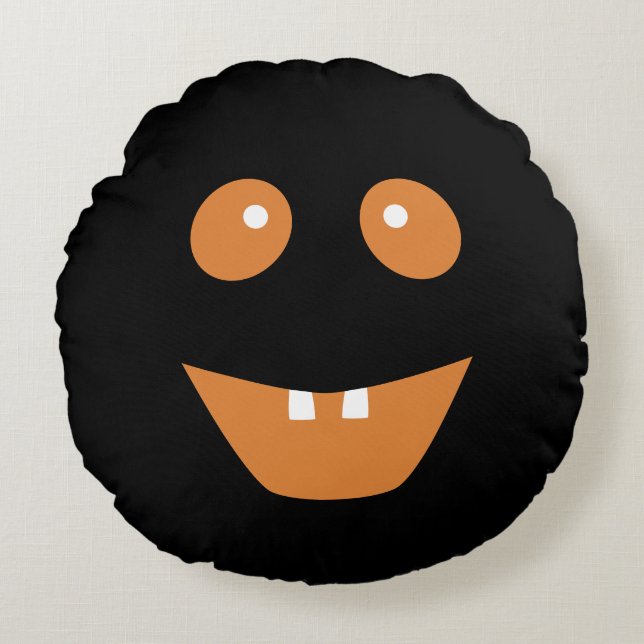 smiling pumpkin face  round cushion (Front)