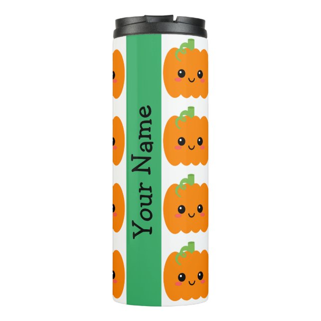 Smiling Pumpkin Face Tumbler, Cute Birthday Gift,  Thermal Tumbler (Back)