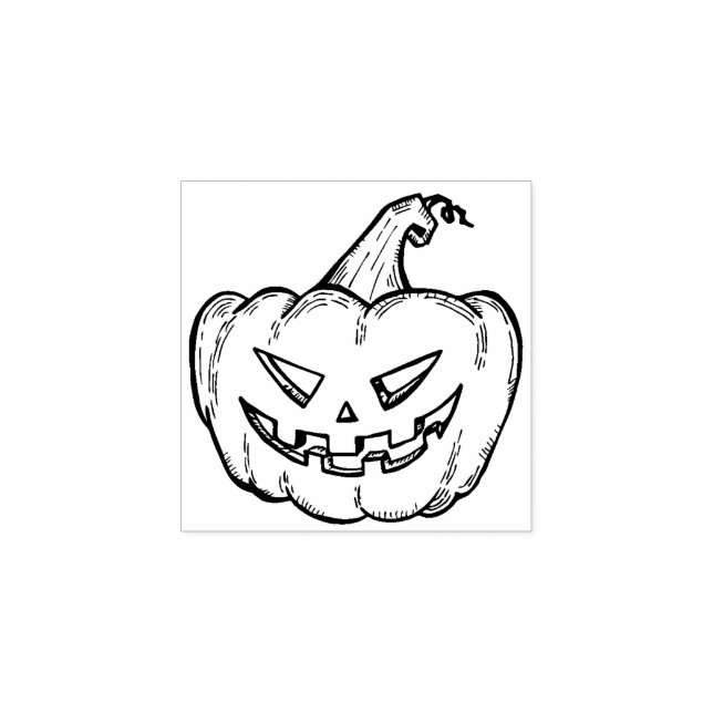 Smiling pumpkin Halloween Rubber Stamp (Imprint)