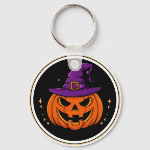 Smiling Pumpkin Witch Hat Halloween 🎃 Key Ring