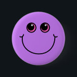 Smiling Purple Emoji Face 6 Cm Round Badge<br><div class="desc">This button has a happy purple emoji face with pink eyes.</div>