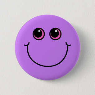 Smiling Purple Emoji Face 6 Cm Round Badge