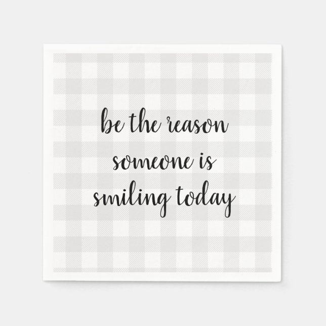 Smiling Quote Gingham Pattern Wreath Napkin (Front)