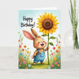 Smiling Rabbit Birthday Card