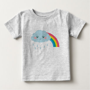 Smiling Rainy Cloud And Rainbow Cute Kids Baby T-Shirt