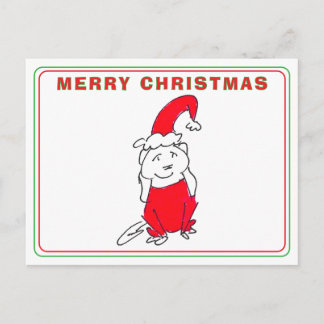 Smiling Red Christmas Outfit Dog Cartoon Christmas Holiday Postcard