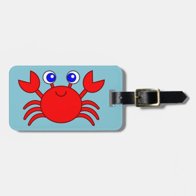 Smiling red crab cartoon luggage tag (Front Horizontal)