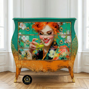 Smiling Redhead with Lemon Cocktail Decoupage Tissue Paper