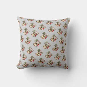 Smiling Reindeer Decorated With Christmas Ornament Cushion