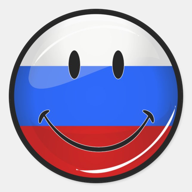 Smiling Russian Flag Classic Round Sticker (Front)