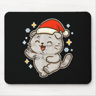 Smiling Santa Cat Holiday Cheer Mouse Mat