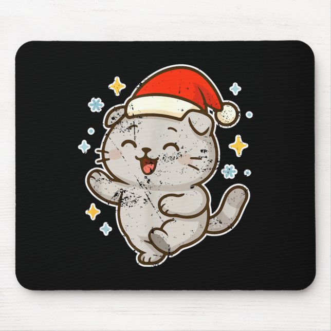 Smiling Santa Cat Holiday Cheer  Mouse Mat (Front)
