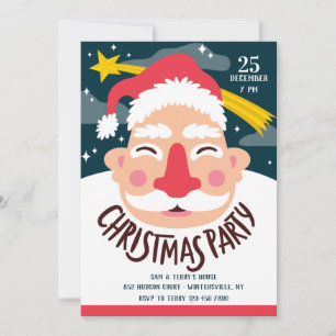Smiling Santa Christmas Party Invitation
