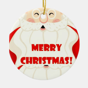 Smiling Santa Claus Head and Face Scandinavian Ceramic Tree Decoration