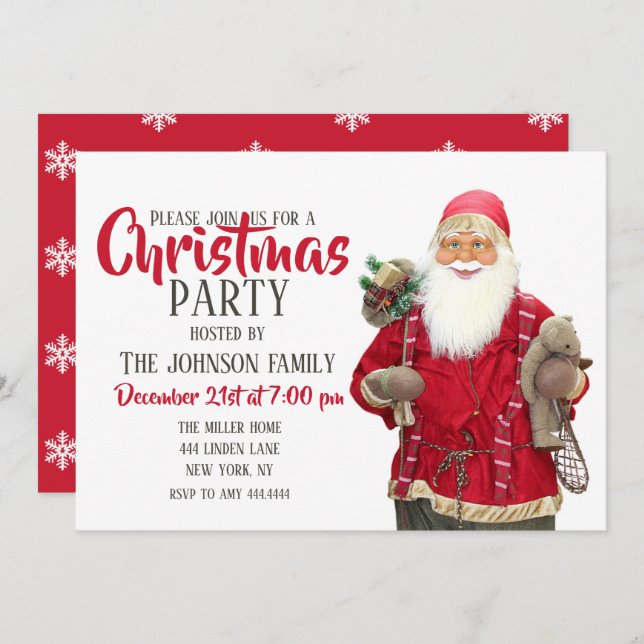 Smiling Santa Claus Invitation (Front/Back)