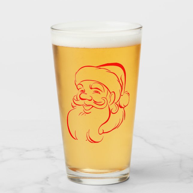 Smiling Santa Claus Merry Christmas Holiday Glass (Front Filled)