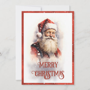 Smiling Santa Claus Watercolor Holiday Card