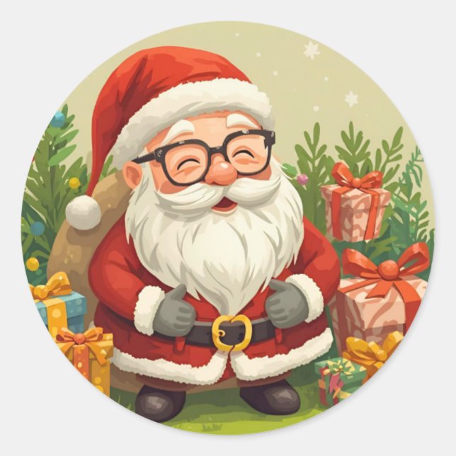 Smiling Santa Festive Sticker (Front)