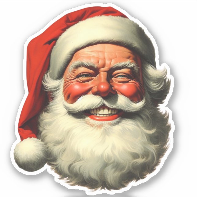 Smiling Santa Retro Vintage Style Die-Cut (Front)